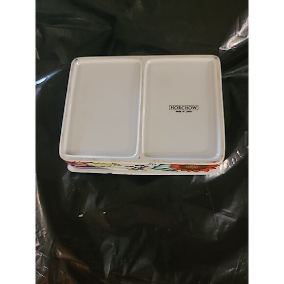 Horchow Vintage Porcelain Playing Card Holder With Flower Design 6.25" X 4.75" - Picture 6 of 6